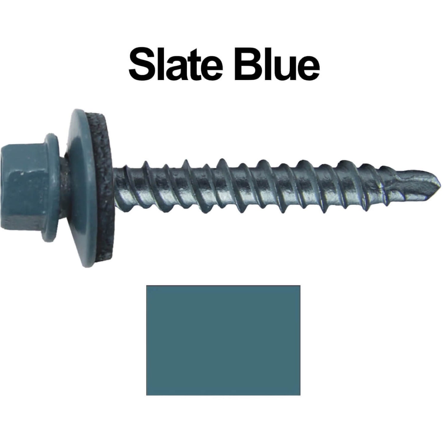 #10 x 1" Mini Driller Sheet Metal Roofing Screw - Hex Washer Head - Self starting metal to wood siding screws. EPDM washer. Colored head.