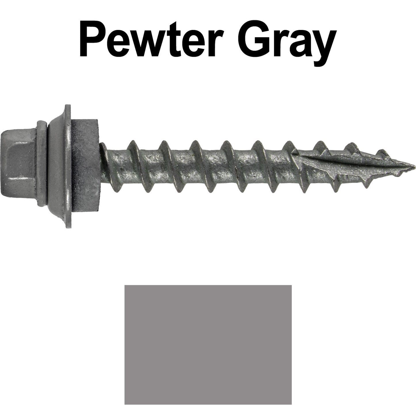 12 X 1-1/2" Metal Roofing Screws For OSB and Plywood - Galvanized Metal to Wood Type 17 Tip - 1/4" Hex Head - Assembled EPDM Washer