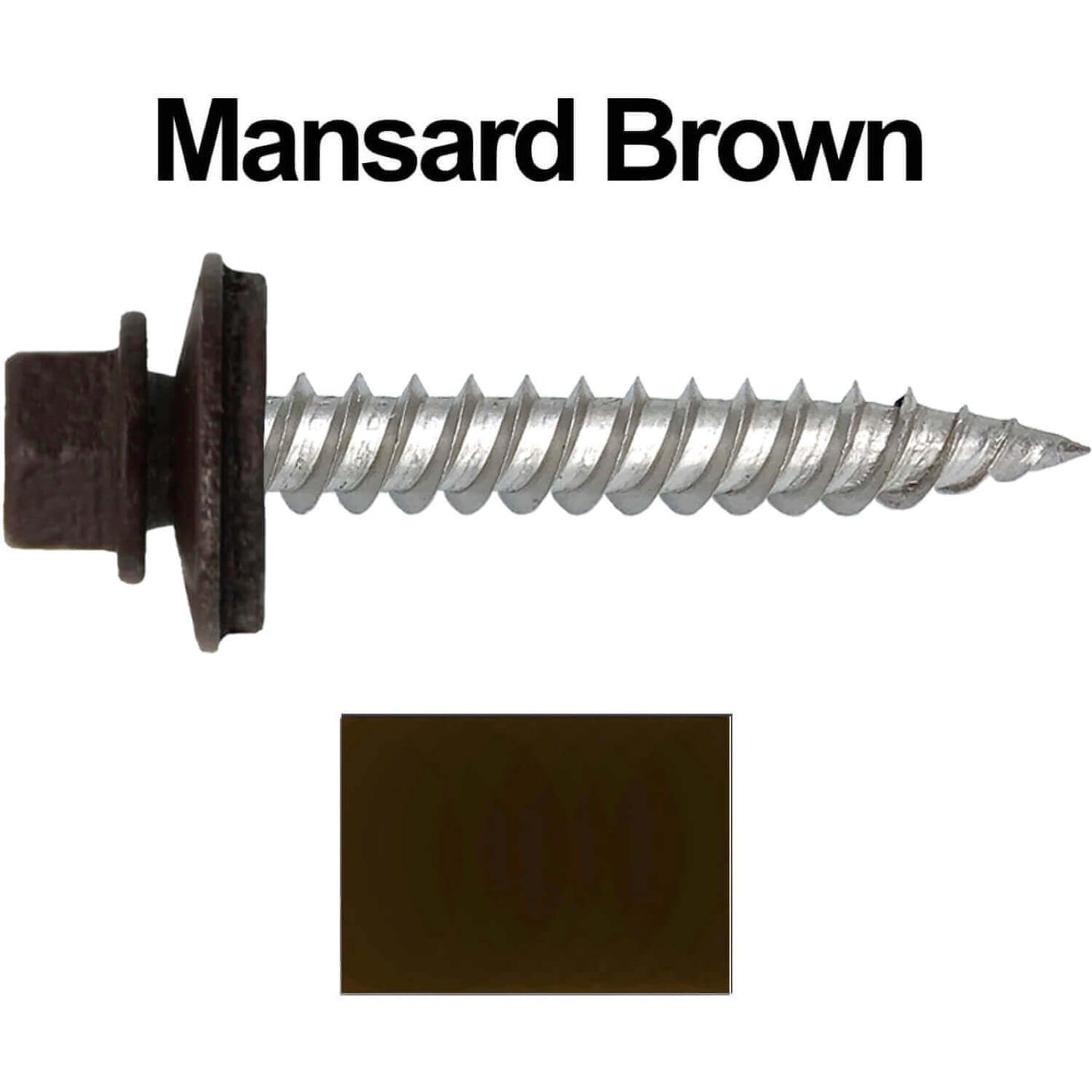 12 x 1-1/2" Stainless Steel Metal Roofing Screw - Hex Washer Head - Self starting/self tapping - EPDM washer. Colored head.