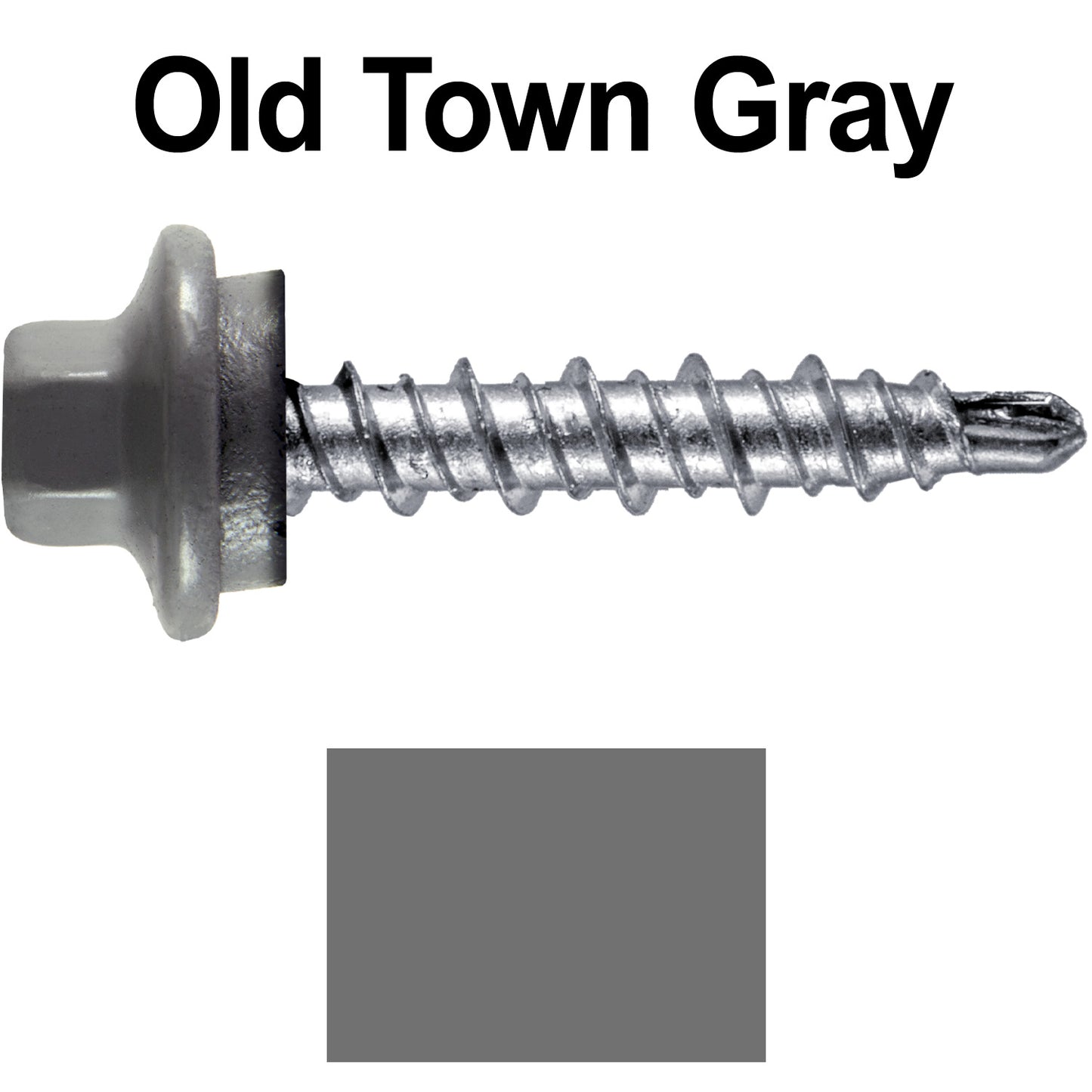 #10 x 1" Stainless Steel Mini Driller Sheet Metal Roofing Screw - Hex Washer Cap - Self starting metal to wood siding screws - EPDM washer. Colored Head.