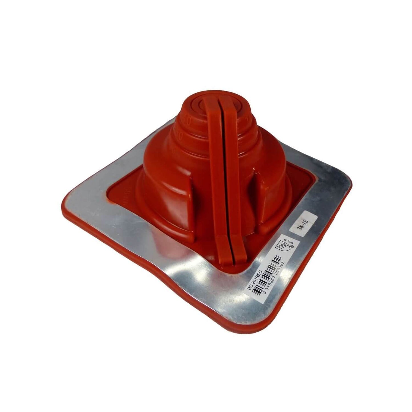 DEKTITE SQUARE BASE COMBO PIPE FLASHING BOOT: RED High Temp Silicone Square Base Flexible Pipe Flashing Dektite