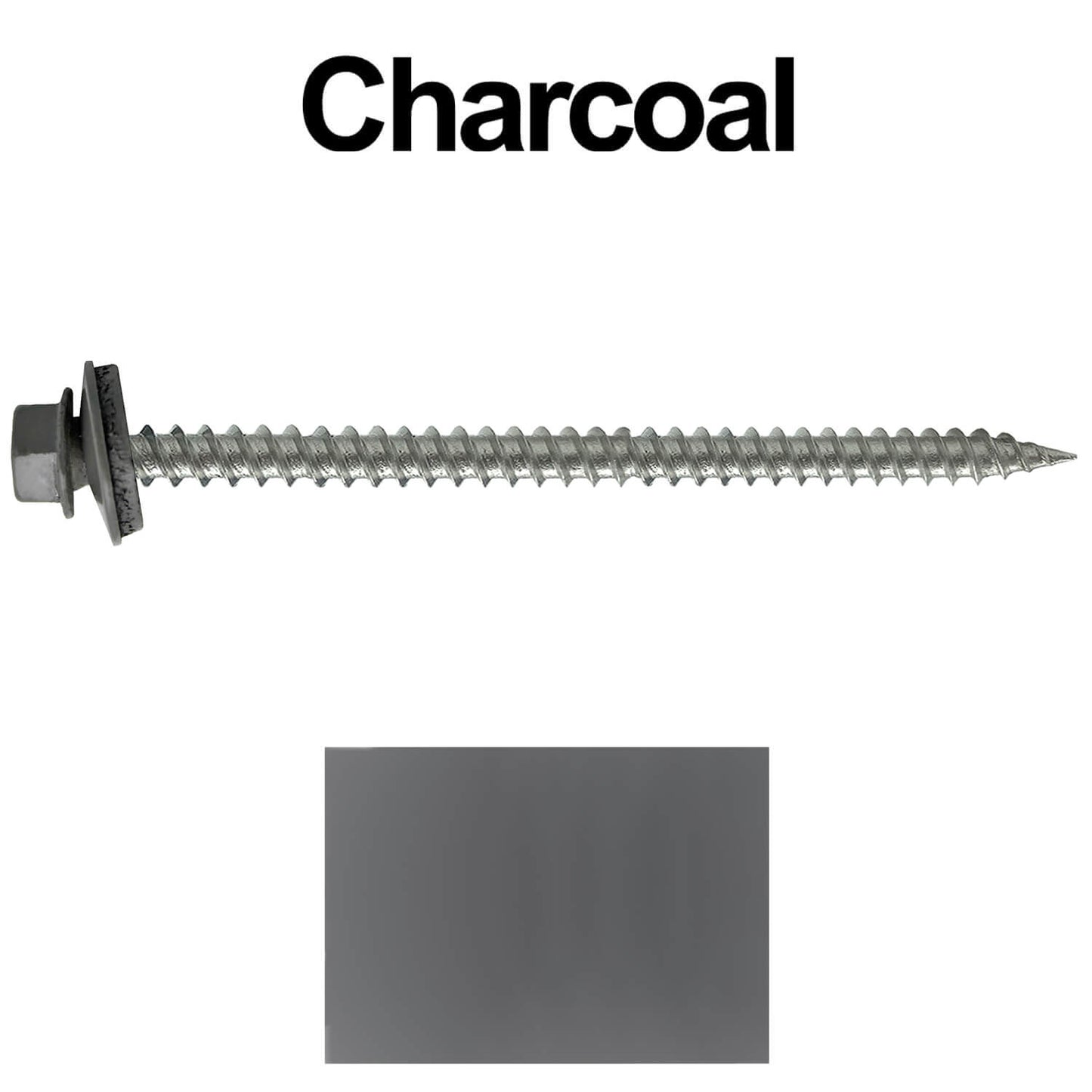 #9 x 3" Stainless Steel Metal Roofing Screws - Hex Washer Head - Self starting/self tapping - EPDM washer. Colored head.