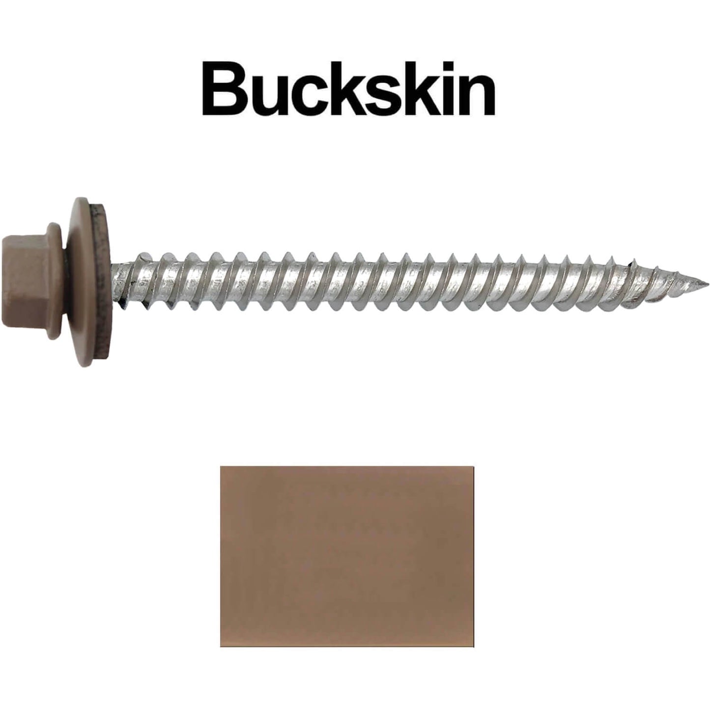 12 x 2-1/2" Stainless Steel Metal Roofing Screw - Hex Washer Head - Self starting/self tapping - EPDM washer. Colored head.