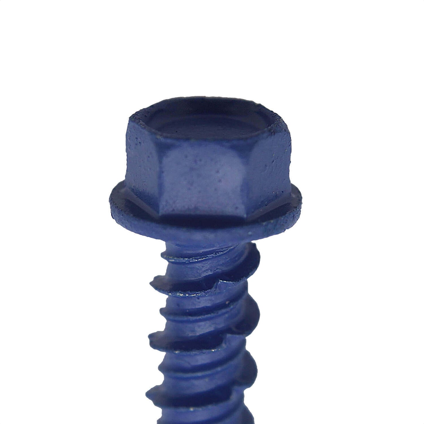 Blue Carbon Steel Hex Head Concrete Anchor Screws. Carbon Steel Hardened - Interior & Exterior Coated Rust and Corrosion Resistant Screws