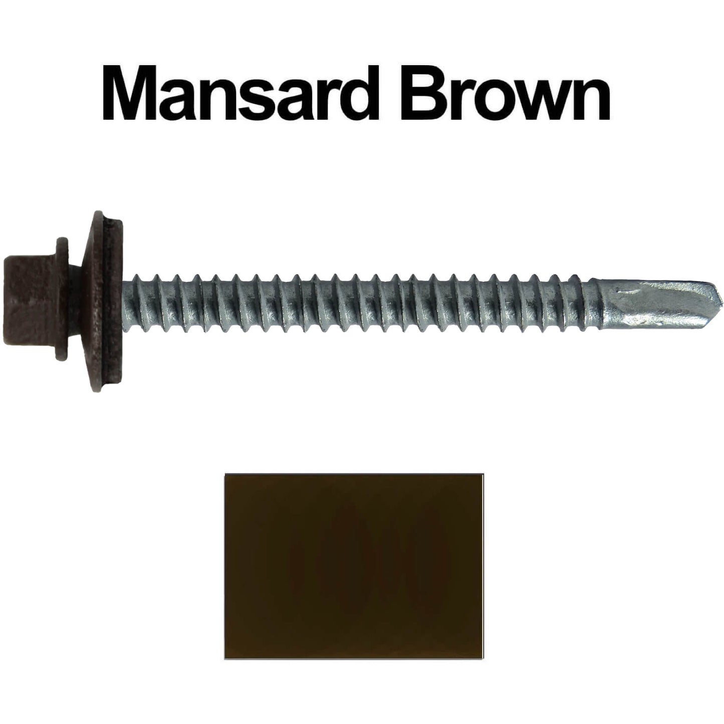 #12 X 3" Metal to Metal Type #3 Roofing Screws - Hex Washer Head - Self starting/self tapping - 5/8" EPDM washer. Colored head.