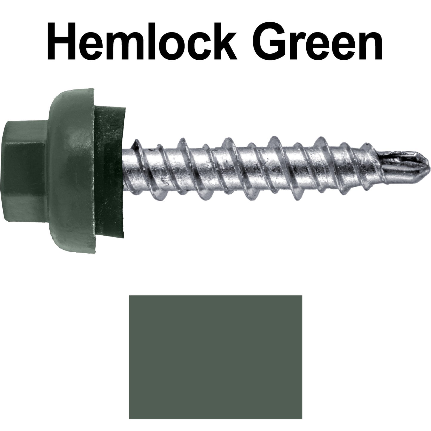 10 X 1" Zinc Aluminum Cap MINI-DRILLER Roofing Screws HI-LO THREAD Zinc Plated Carbon Steel Shank - EPDM Washer - Colored head