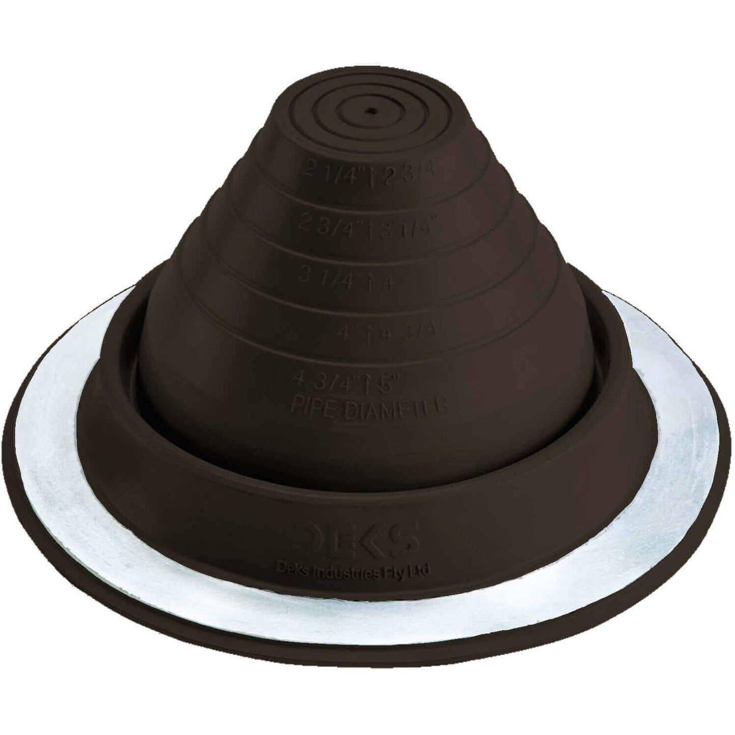 Dektite Round EPDM Pipe Flashings in Multiple Colors and Three Different Sizes. Continuous Service Temperature Ranges of -58F to 239F (EPDM)