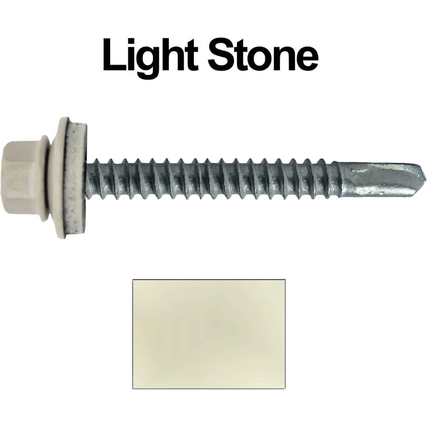 #12 x 2-1/2" Metal to Metal Type #3 Metal Roofing Screws - Hex Head Drill Point - 9/16" EPDM Washer. Colored head.