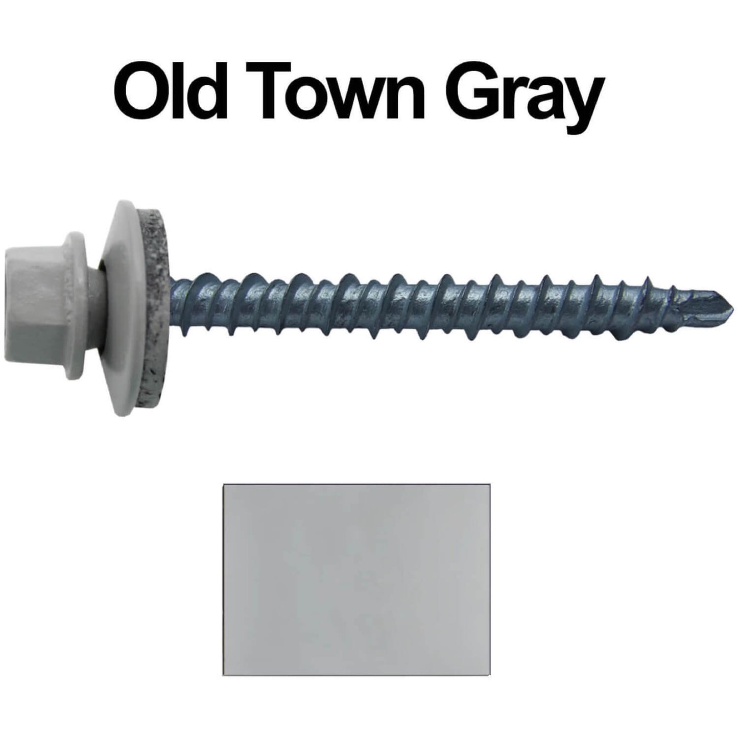 10 x 2" - Mini Driller Sheet Metal Roofing Screw - Hex Washer Head - Self starting metal to wood siding screws. EPDM washer. Colored head.