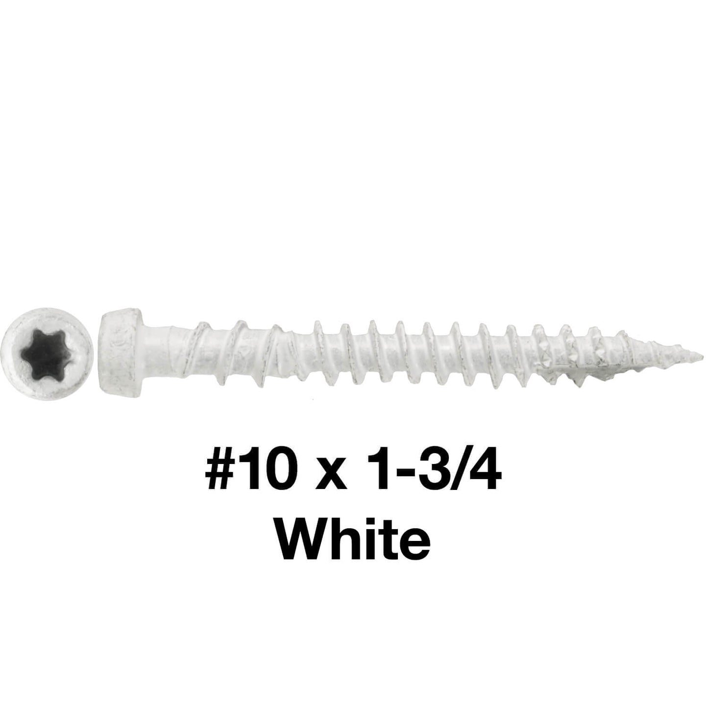 #10 x 1-3/4" Colored Composite Decking Wood Screws with Torx/Star Drive Head (T20 Bit), Exterior Coated, Compatible with Pressure Treated and ACQ Lumber