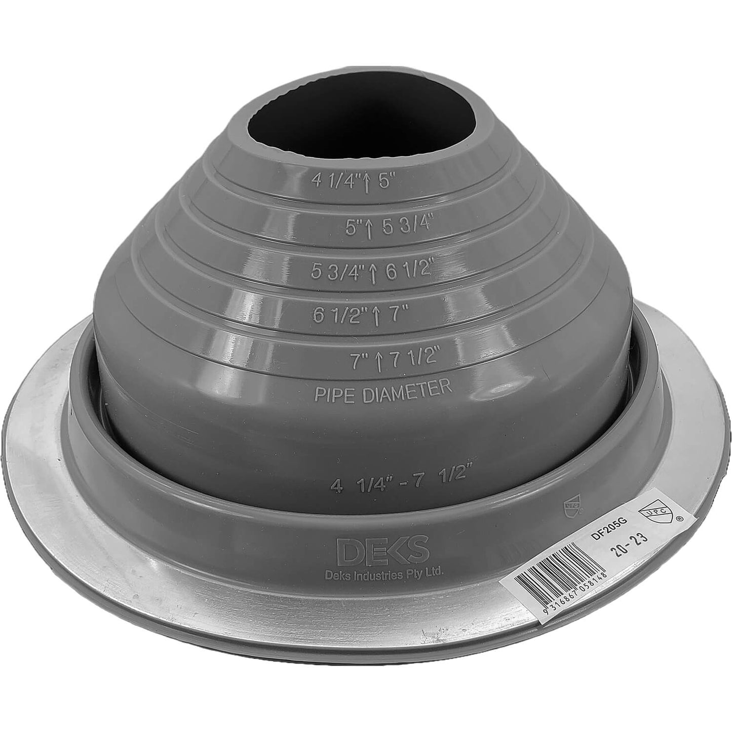 Dektite GRAY Round HIGH TEMPERATURE Silicone Flexible Pipe Flashing Dektite: Metal Roof Jack Pipe Boot - Metal Roofing Pipe Flashing