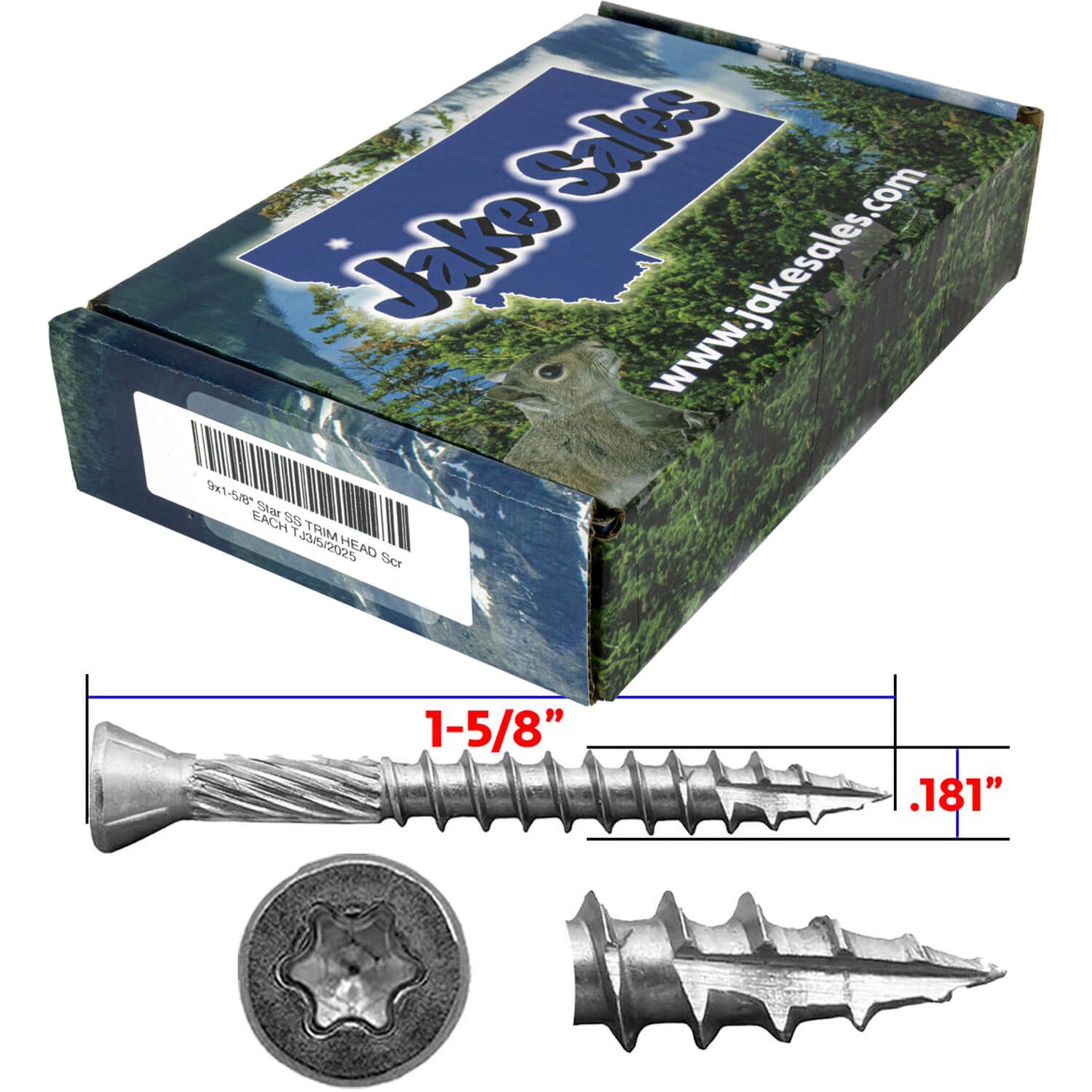 #9 Silver Star Stainless Steel TRIM HEAD Screw Torx/Star Head - Stainless Steel TRIM HEAD Wood Screws