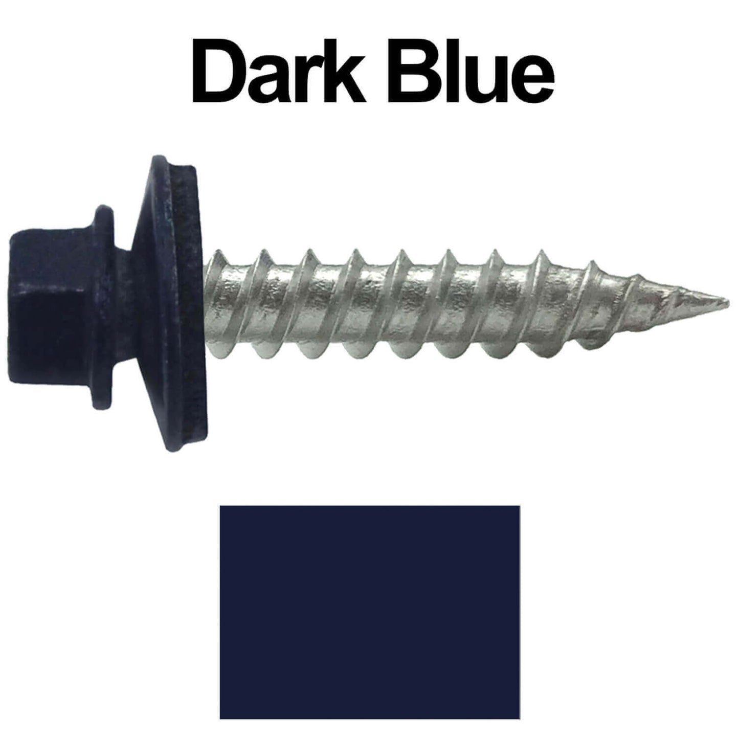 #9 x 1" Stainless Steel Metal Roofing Screws - Hex Washer Head - Self-Piercing (SP) tip metal to wood siding screws. EPDM washer. Colored head.