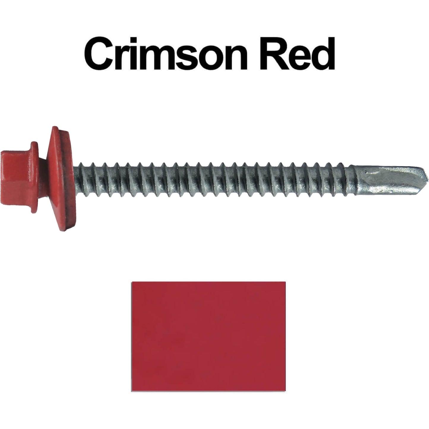 #12 X 3" Metal to Metal Type #3 Roofing Screws - Hex Washer Head - Self starting/self tapping - 5/8" EPDM washer. Colored head.