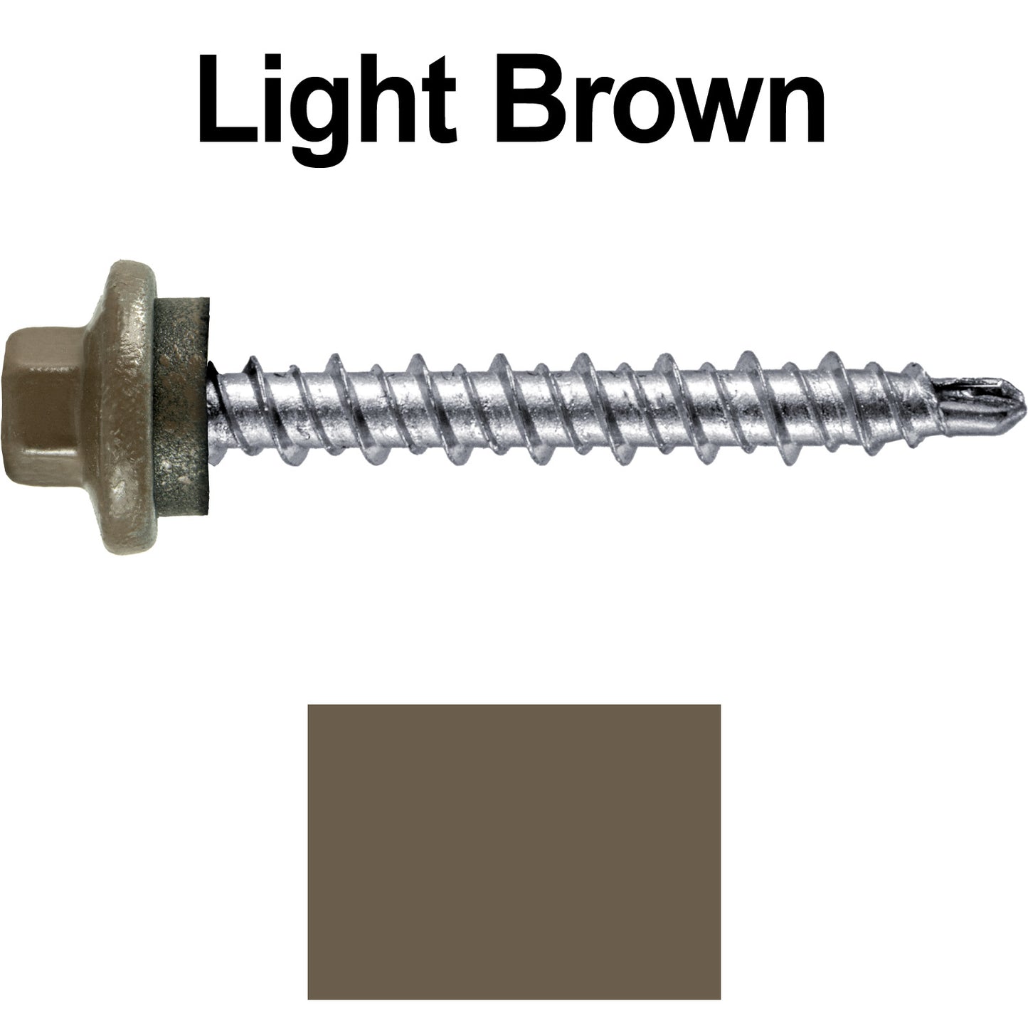 #10 x 1-1/2" Stainless Steel Mini Driller Sheet Metal Roofing Screw - Hex Washer Cap - Self starting metal to wood siding screws - EPDM washer. Colored head.