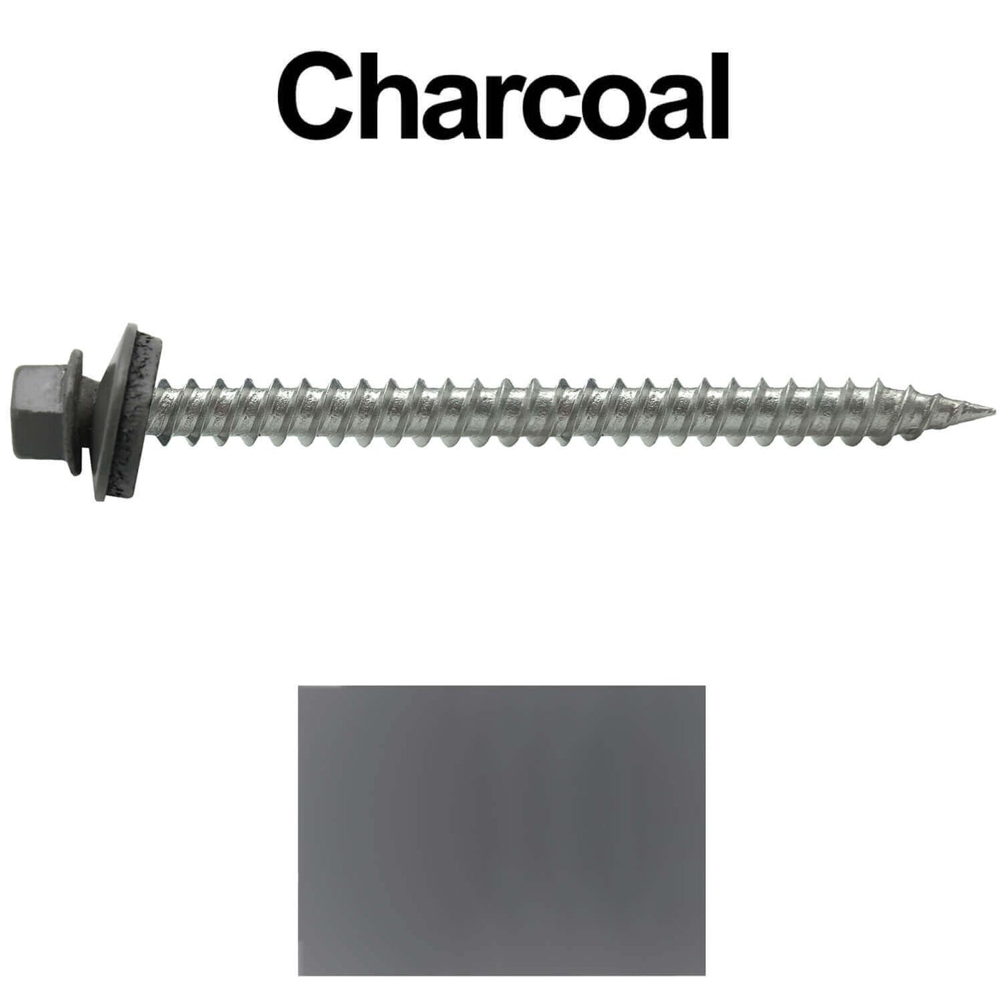 9 x 2-1/2" - Stainless Steel Metal Roofing Screws - Hex Washer Head - Self starting metal to wood siding screws. EPDM washer. Colored head.