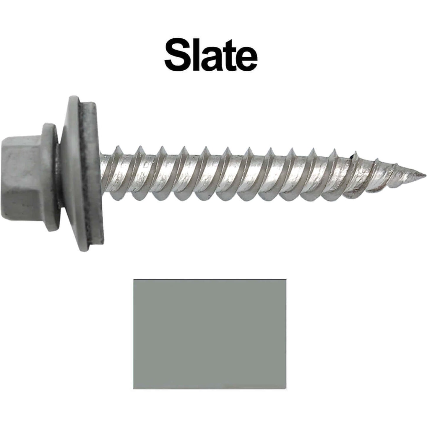 12 x 1-1/2" Stainless Steel Metal Roofing Screw - Hex Washer Head - Self starting/self tapping - EPDM washer. Colored head.