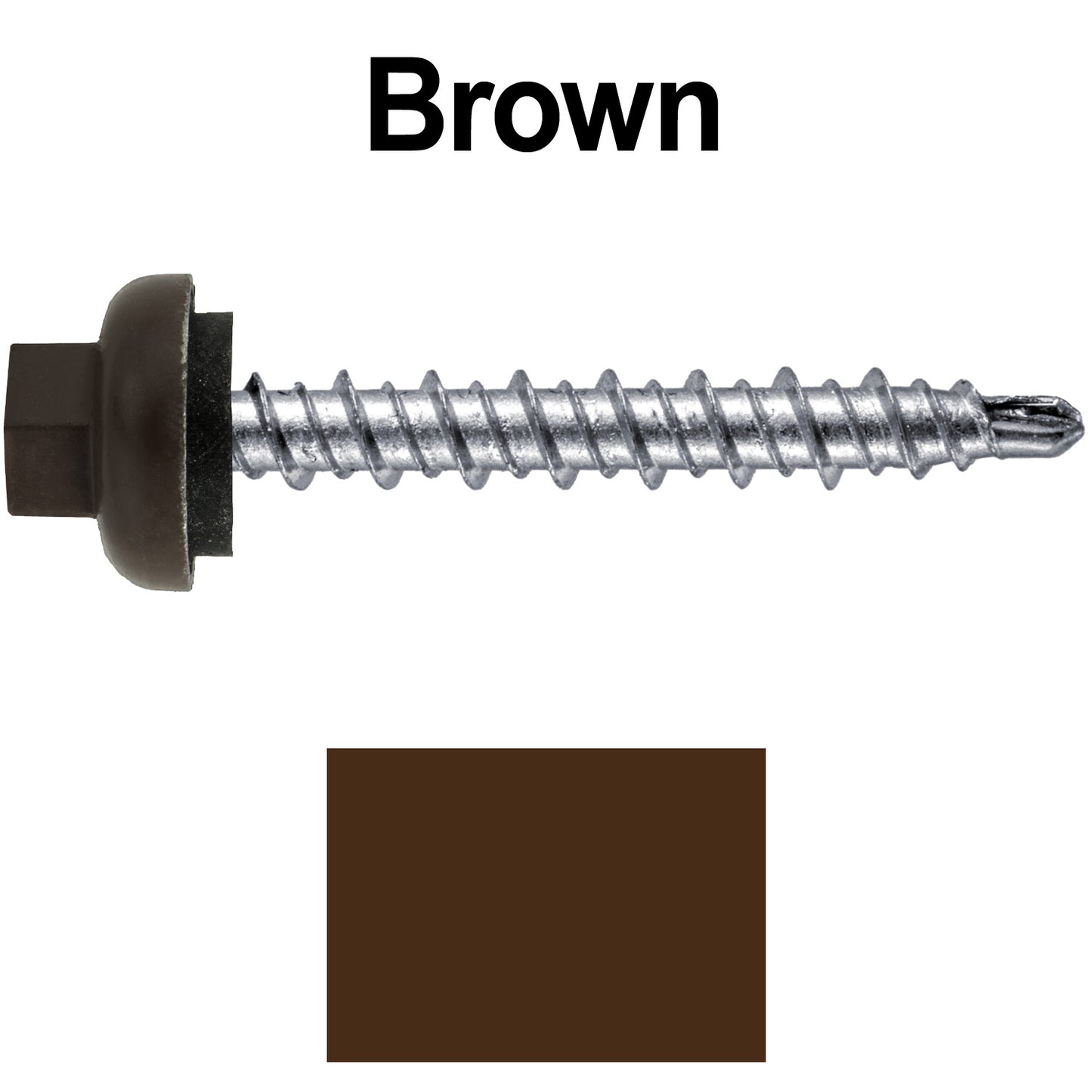 10 X 1-1/2” Zinc Aluminum Cap MINI-DRILLER Roofing Screws HI-LO THREAD Zinc Plated Carbon Steel Shank - EPDM Washer - Colored head