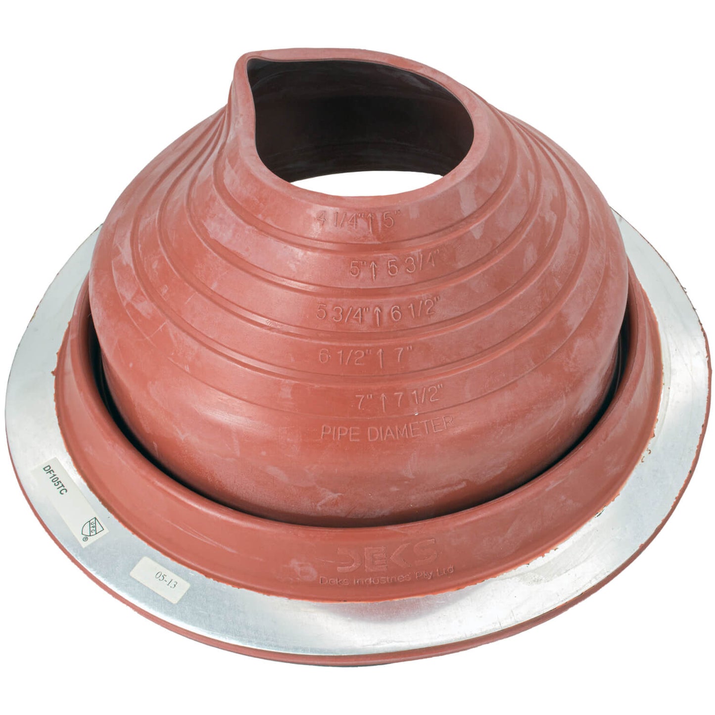Dektite Round EPDM Pipe Flashings in Multiple Colors and Three Different Sizes. Continuous Service Temperature Ranges of -58F to 239F (EPDM)