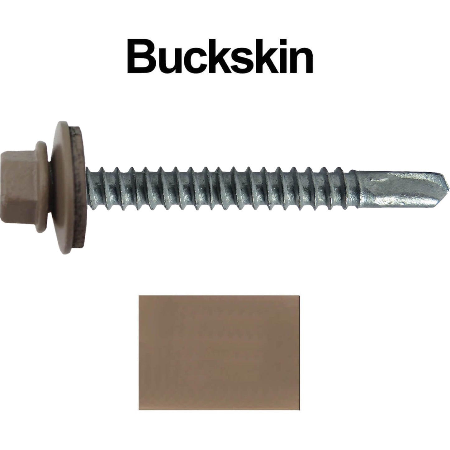 #12 x 2-1/2" Metal to Metal Type #3 Metal Roofing Screws - Hex Head Drill Point - 9/16" EPDM Washer. Colored head.
