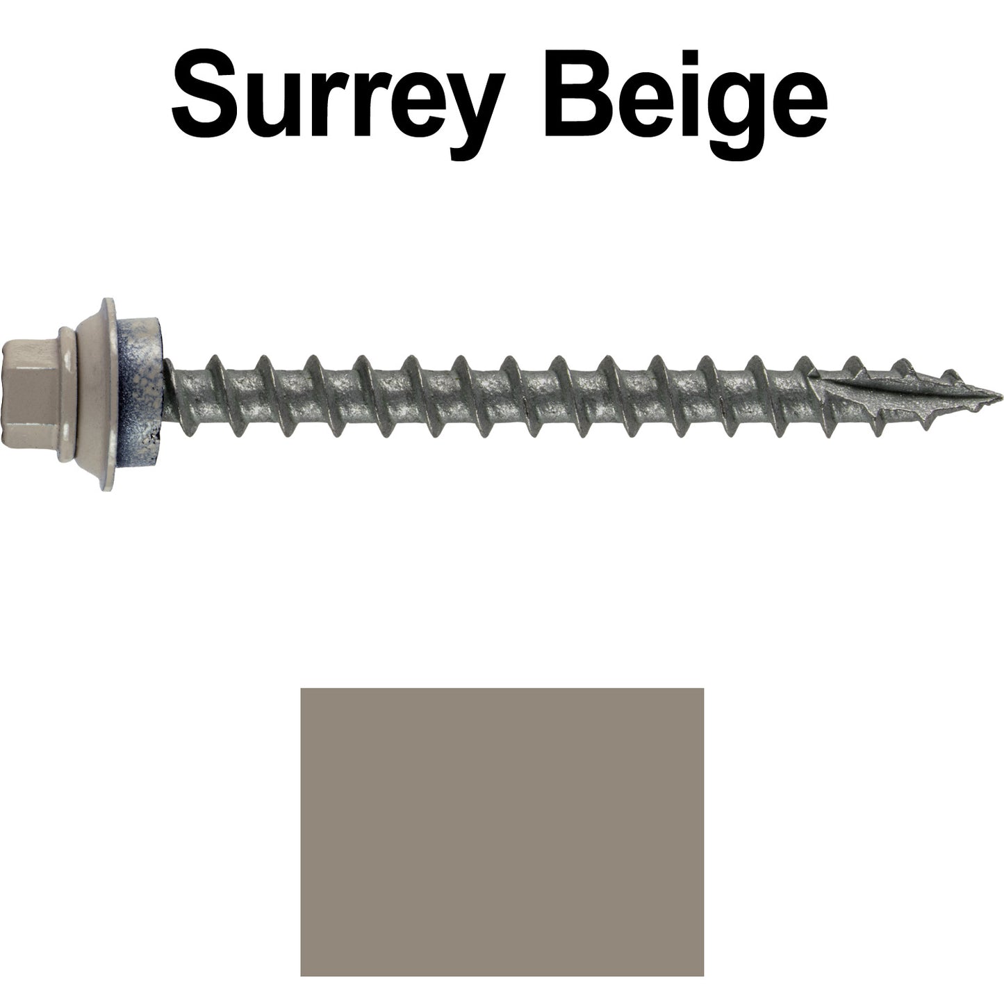 12 X 2-1/2" Metal Roofing Screws For OSB and Plywood - Galvanized Metal to Wood Type 17 Tip - 1/4" Hex Head - Assembled EPDM Washer