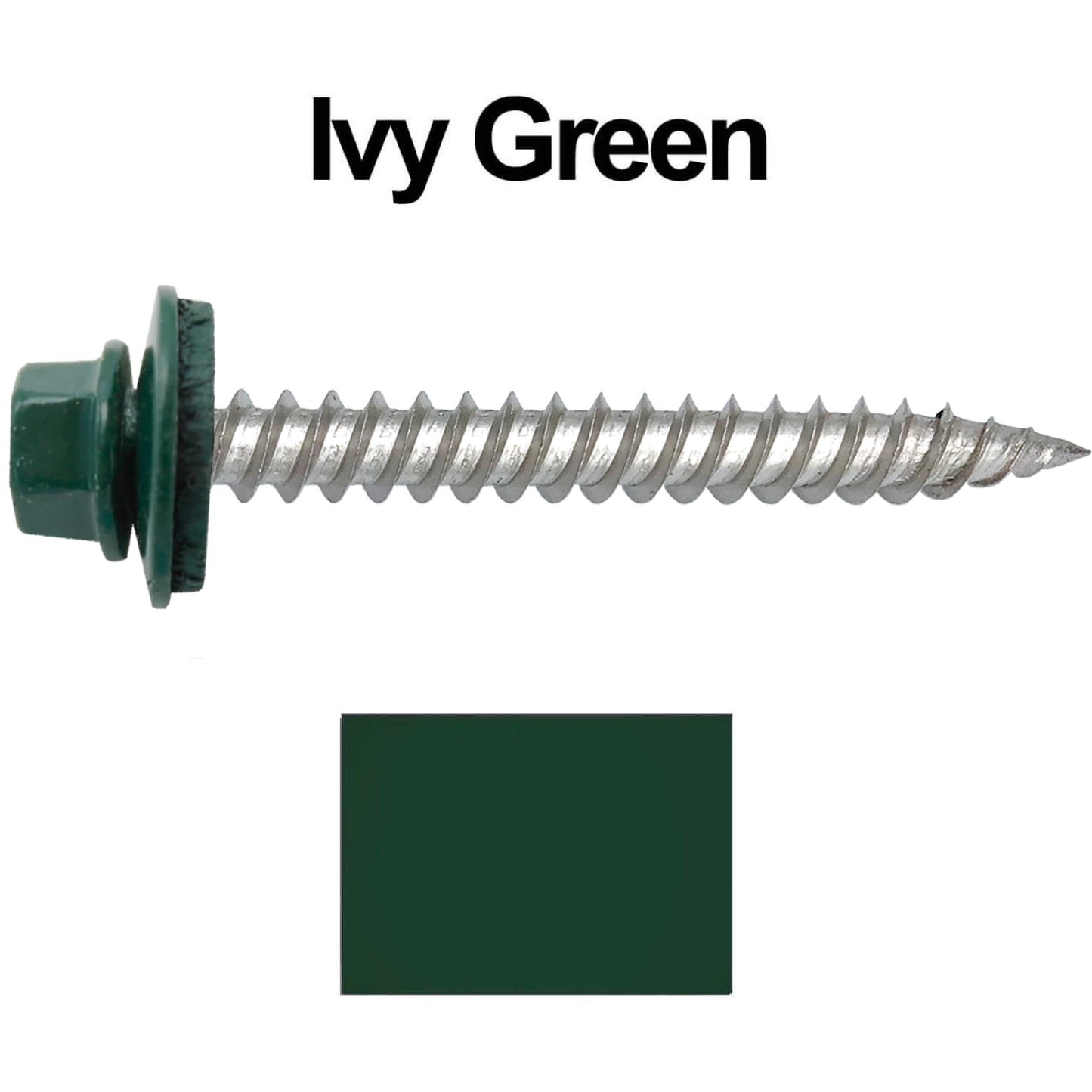 12 x 2" Stainless Steel Metal Roofing Screw - Hex ReGrip Washer Head - Self starting/self tapping - EPDM washer. Colored head.