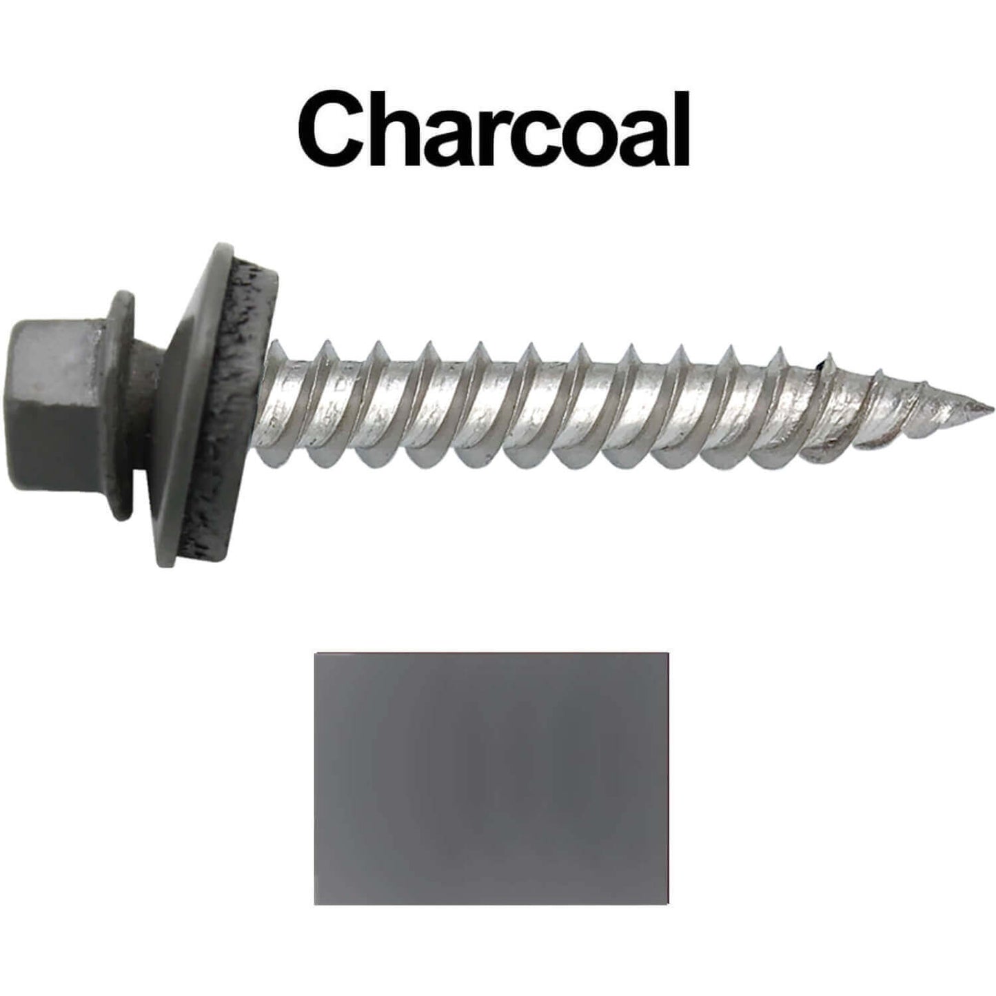12 x 1-1/2" Stainless Steel Metal Roofing Screw - Hex Washer Head - Self starting/self tapping - EPDM washer. Colored head.