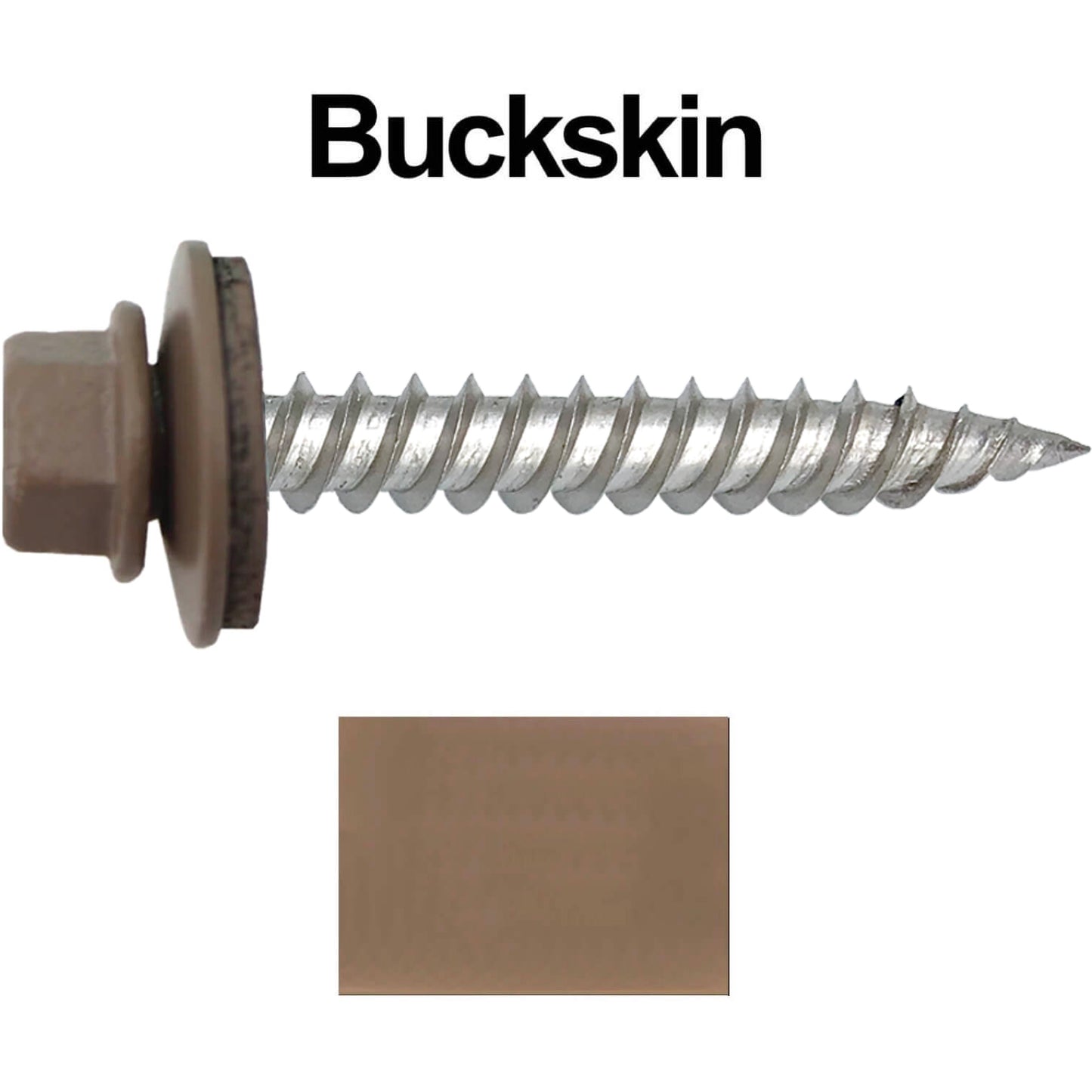 12 x 1-1/2" Stainless Steel Metal Roofing Screw - Hex Washer Head - Self starting/self tapping - EPDM washer. Colored head.