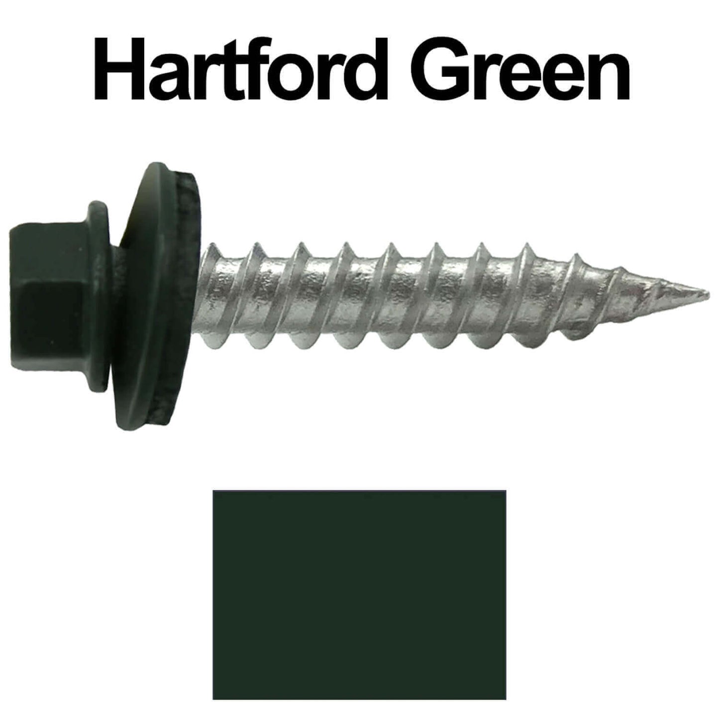 #9 x 1" Stainless Steel Metal Roofing Screws - Hex Washer Head - Self-Piercing (SP) tip metal to wood siding screws. EPDM washer. Colored head.