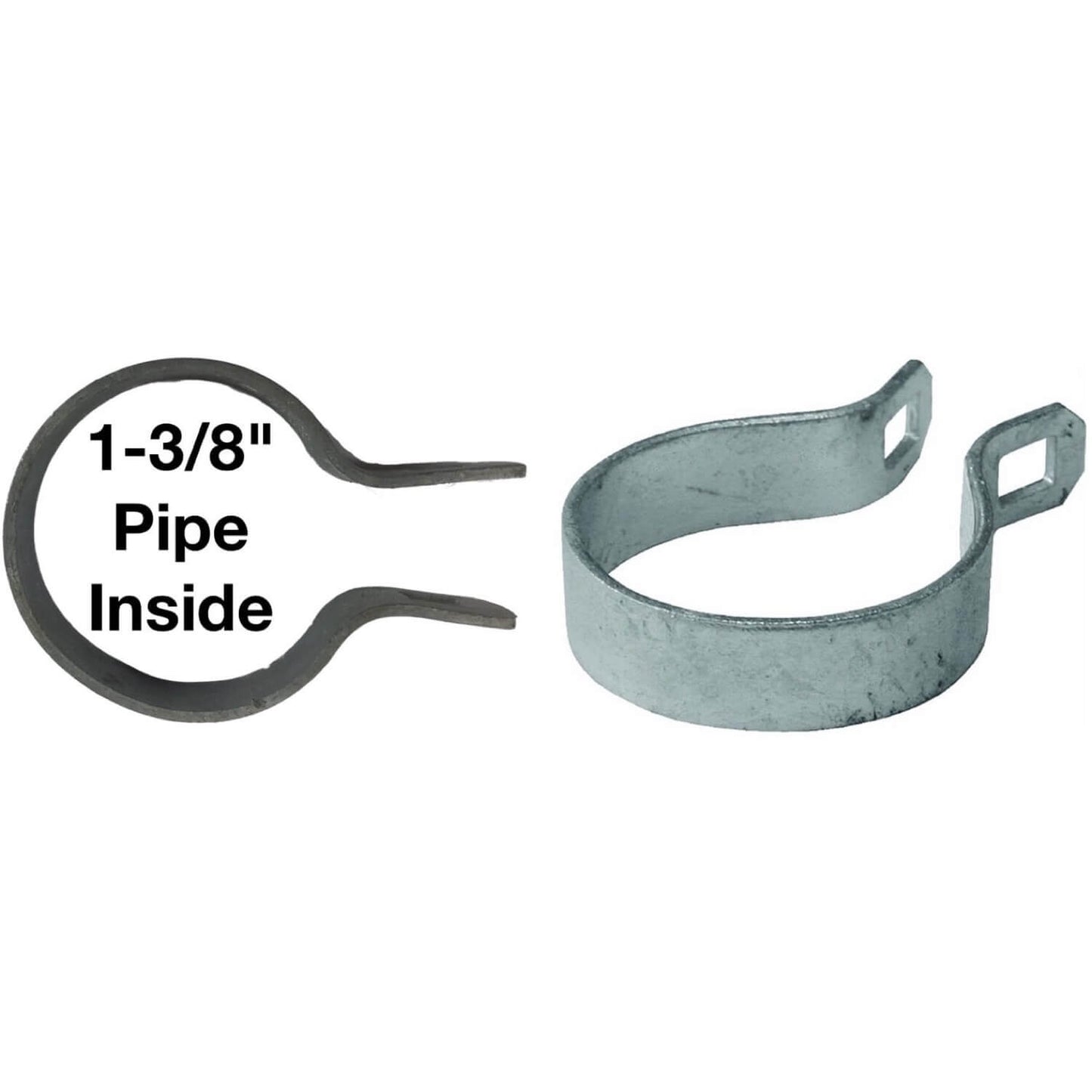 Brace Band for Chain Link Fence - Galvanized Chain Link Brace Band. Attach Rail Ends to terminal post, corner fence post, end fence post, gate fence post or gate frame