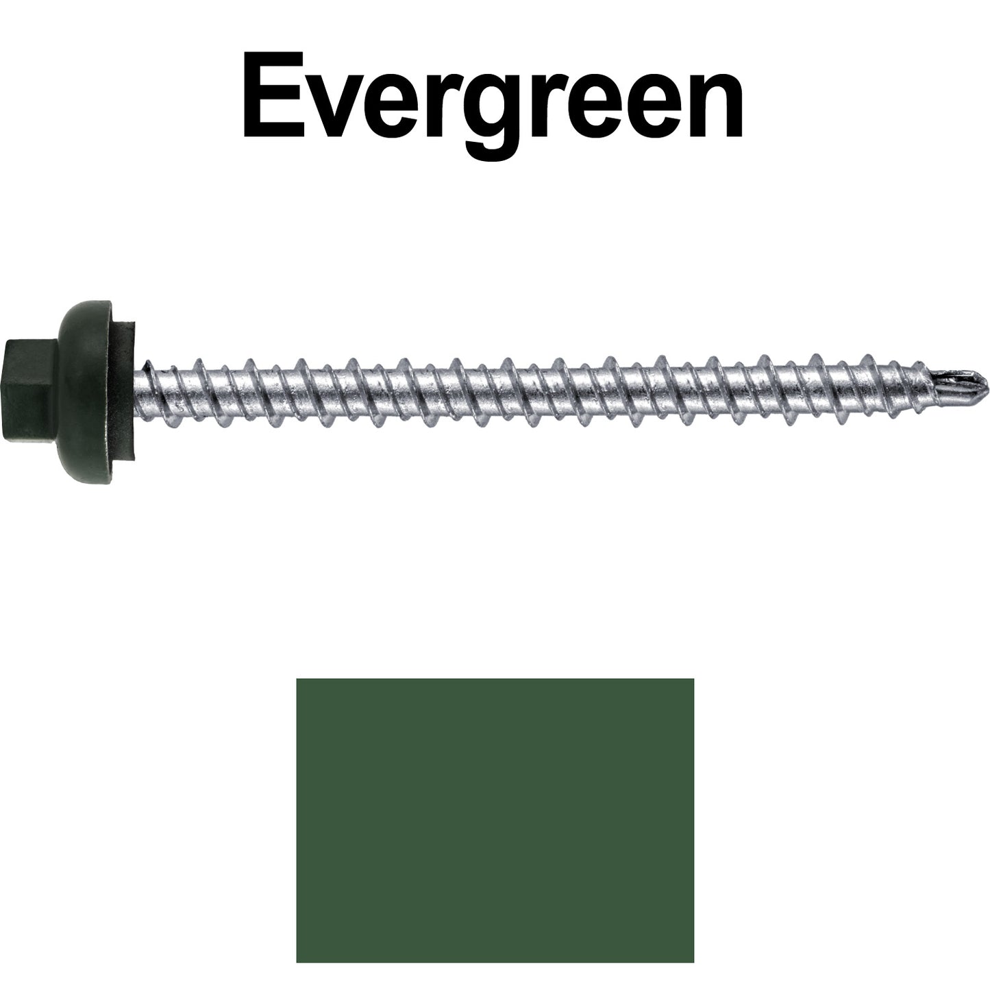 10 X 2-1/2" Zinc Aluminum Cap MINI-DRILLER Roofing Screws HI-LO THREAD Zinc Plated Carbon Steel Shank - EPDM Washer - Colored head