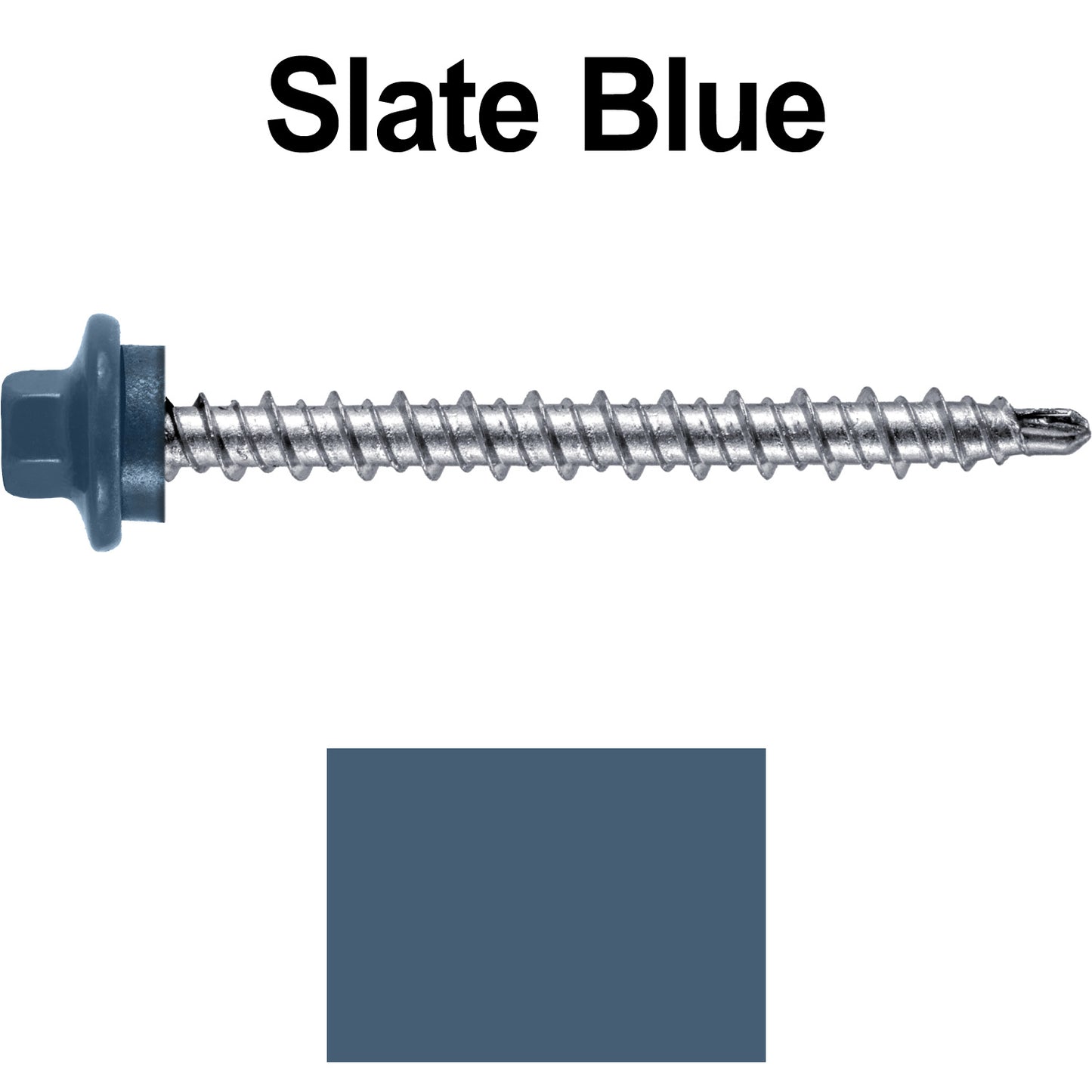 #10 x 2" Stainless Steel Mini Driller Sheet Metal Roofing Screw - Hex Washer Cap - Self starting metal to wood siding screws - EPDM washer. Colored head.