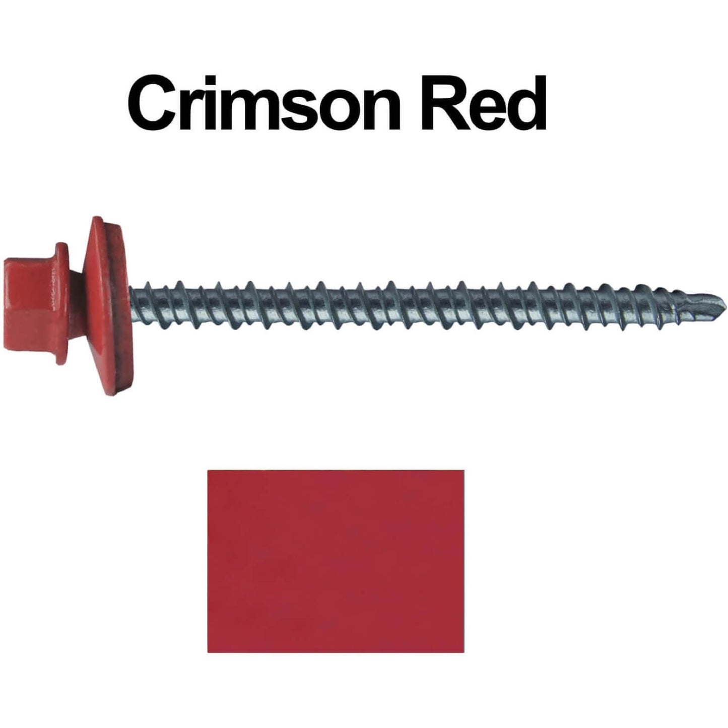 #10 x 3" Mini Driller Sheet Metal Roofing Screw - Hex Washer Head - Self starting metal to wood siding screws. EPDM washer. Colored head.