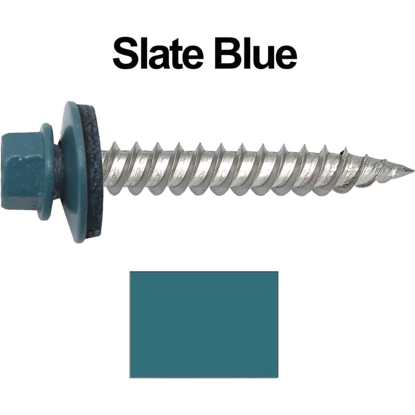 12 x 1-1/2" Stainless Steel Metal Roofing Screw - Hex Washer Head - Self starting/self tapping - EPDM washer. Colored head.