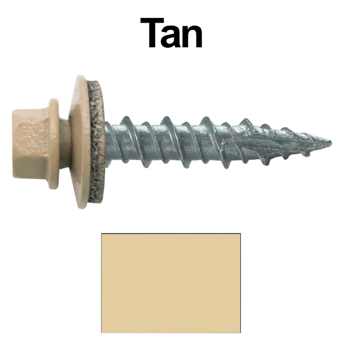 #10 x 1" Metal ROOFING SCREWS - Hex Washer Head - Self starting/self tapping - EPDM washer. Colored head.