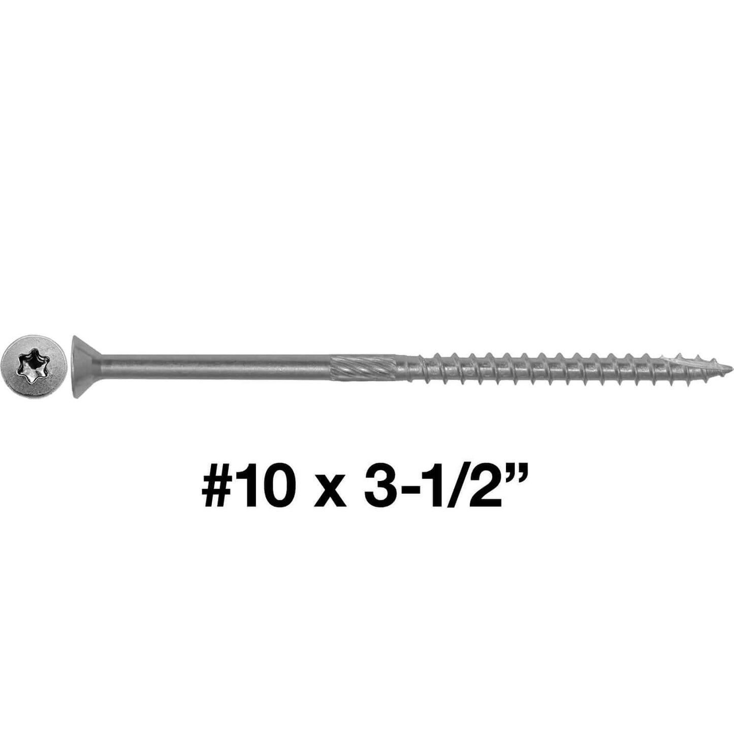 #10 Silver Star Stainless Steel Wood Screw Torx/Star Drive Head - 300 Series Stainless Steel Torx/Star Drive Wood Screws