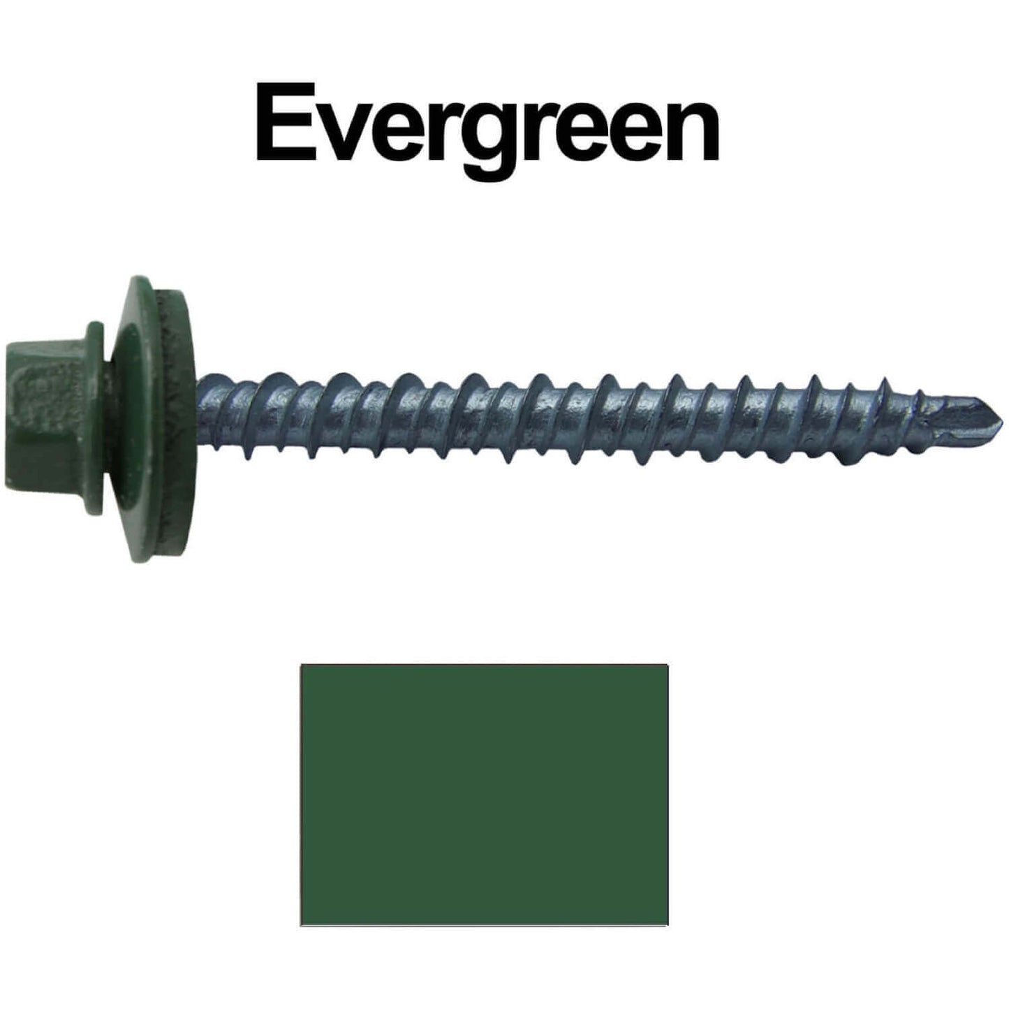 10 x 2" - Mini Driller Sheet Metal Roofing Screw - Hex Washer Head - Self starting metal to wood siding screws. EPDM washer. Colored head.