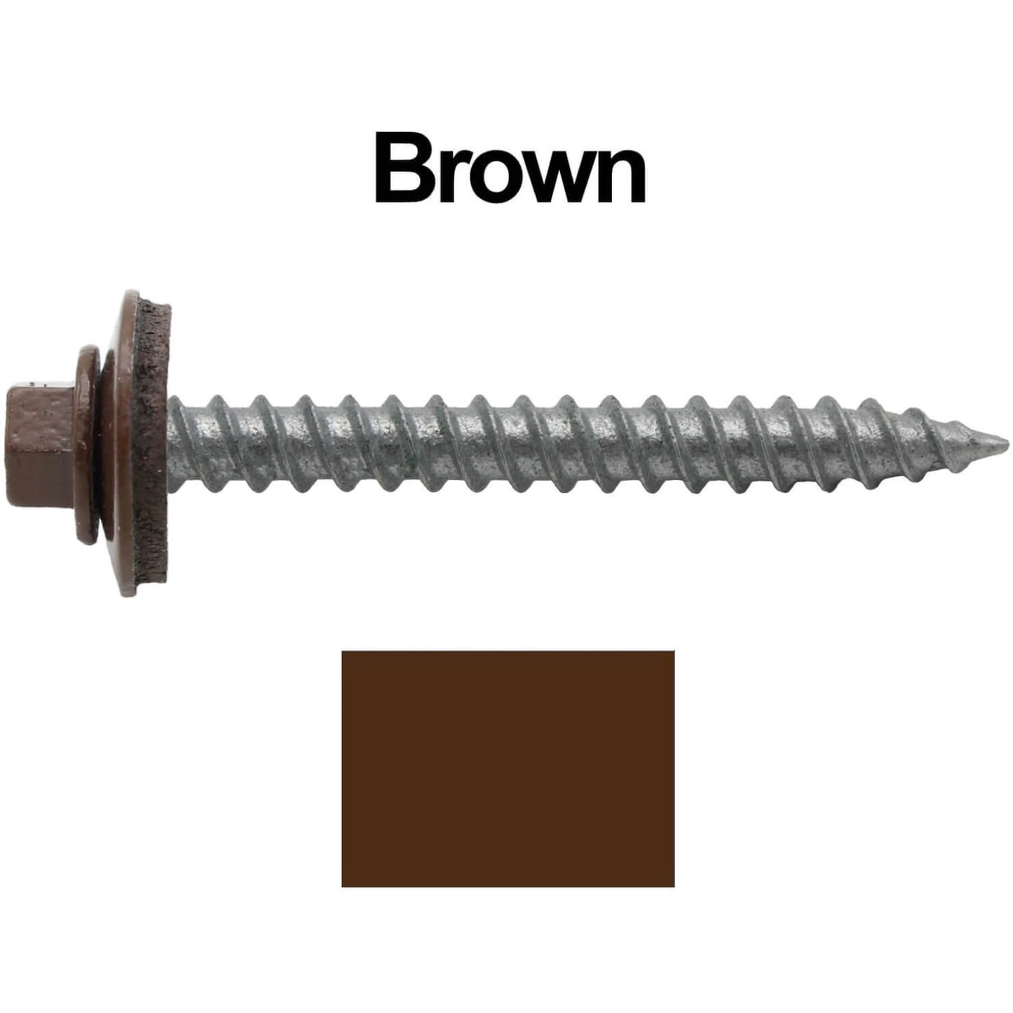 #12 x 2" RE-GRIP METAL ROOFING SCREWS - Hex Washer Head - Self starting/self tapping - EPDM washer. Colored head.