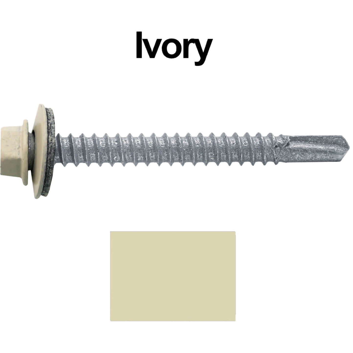 #12 x 2" Metal to Metal Type #3 Metal Roofing Screws - Hex Head Drill Point - 9/16" EPDM Washer.