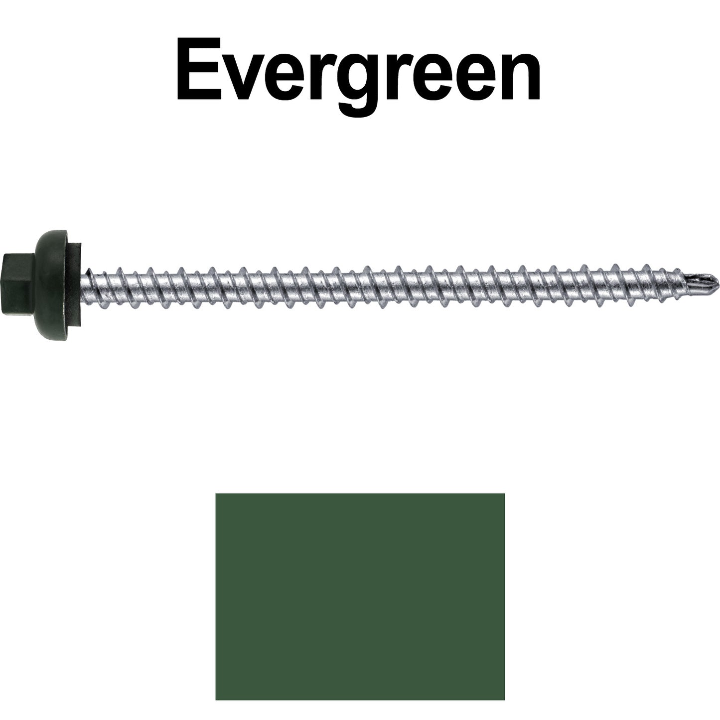 10 X 3" Zinc Aluminum Cap MINI-DRILLER Roofing Screws HI-LO THREAD Zinc Plated Carbon Steel Shank - EPDM Washer - Colored head