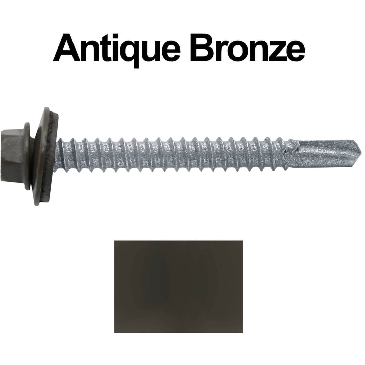 #12 x 2" Metal to Metal Type #3 Metal Roofing Screws - Hex Head Drill Point - 9/16" EPDM Washer.