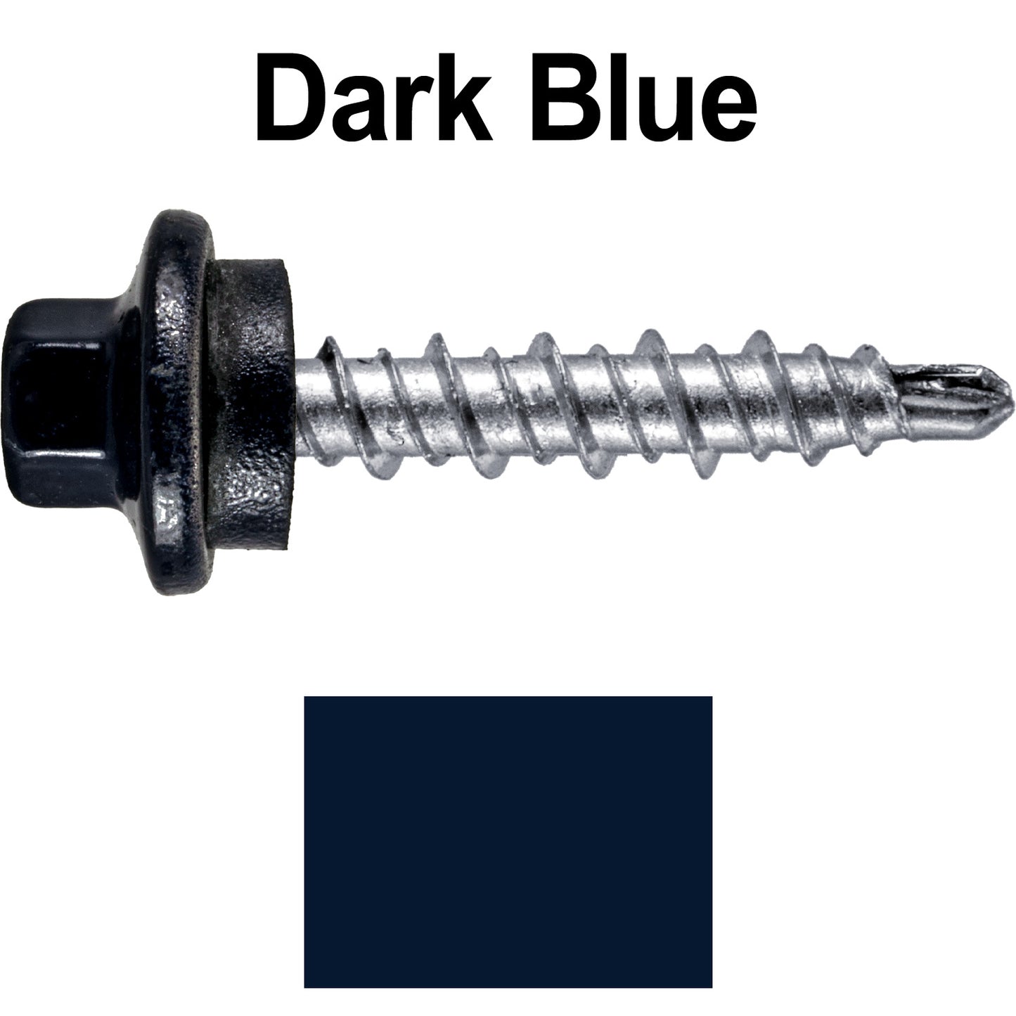 #10 x 1" Stainless Steel Mini Driller Sheet Metal Roofing Screw - Hex Washer Cap - Self starting metal to wood siding screws - EPDM washer. Colored Head.