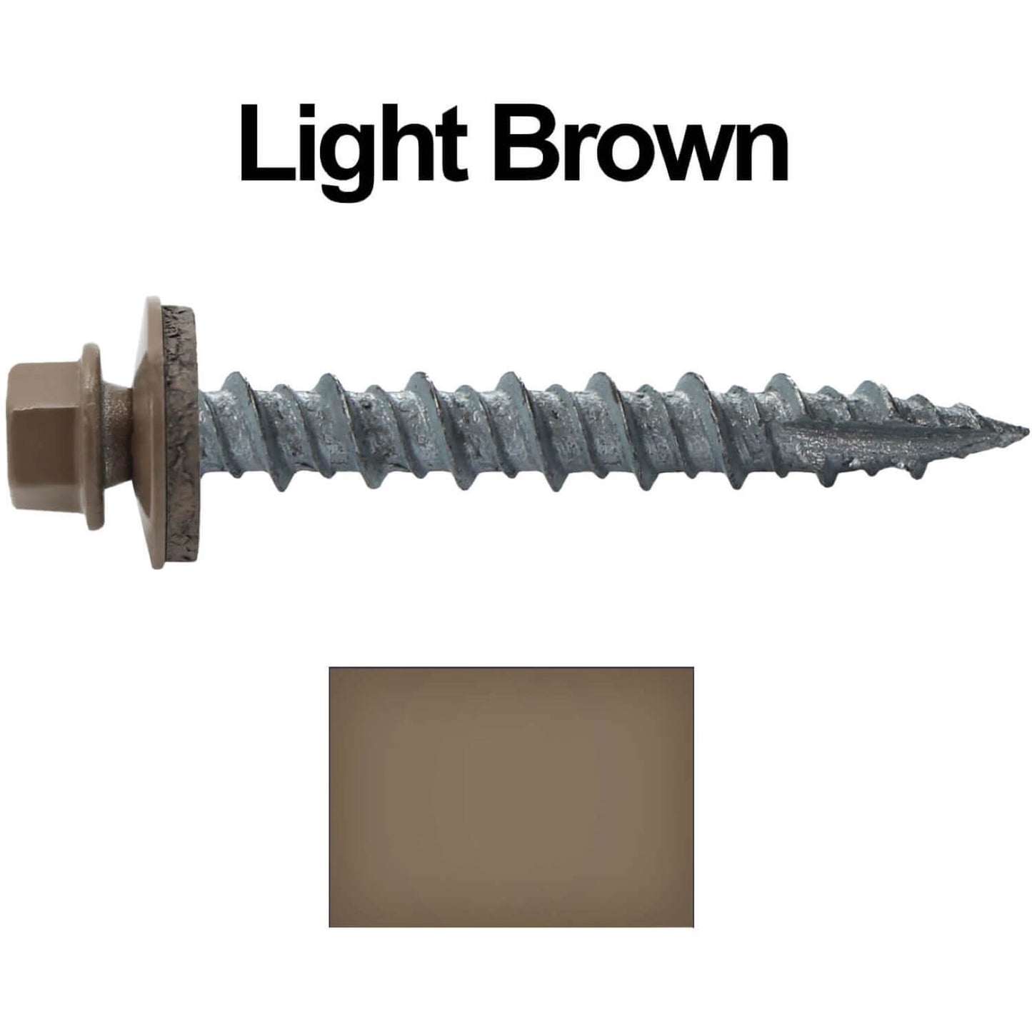 #10 x 1-1/2" Metal ROOFING SCREWS - Hex Washer Head - Self starting/self tapping - EPDM washer. Colored head.