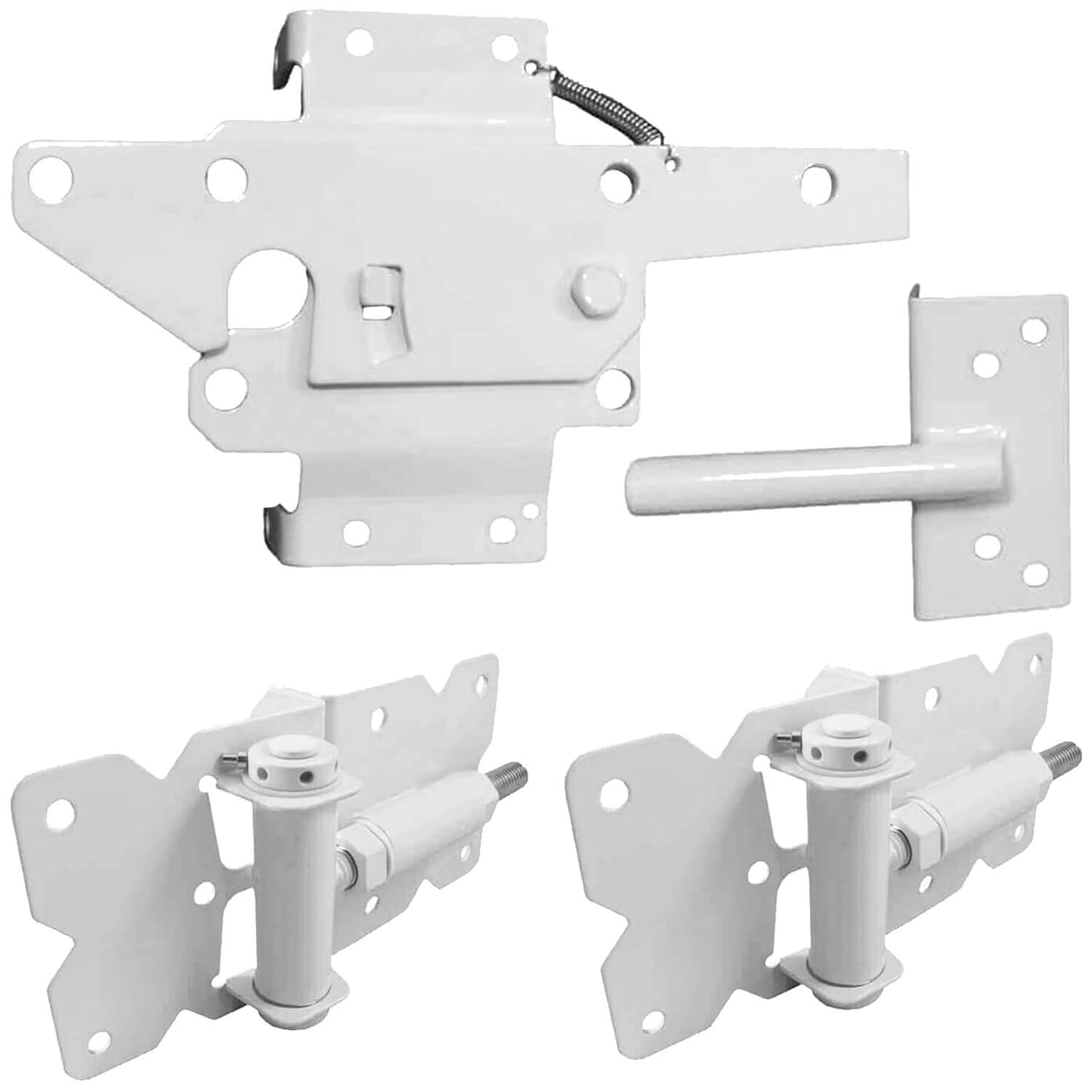 Vinyl Gate Kits in Standard and Self-Closing for Single and Double Gates. Choose from Black or White With or Without Drop Rods. Standard and Extended Gate Latches