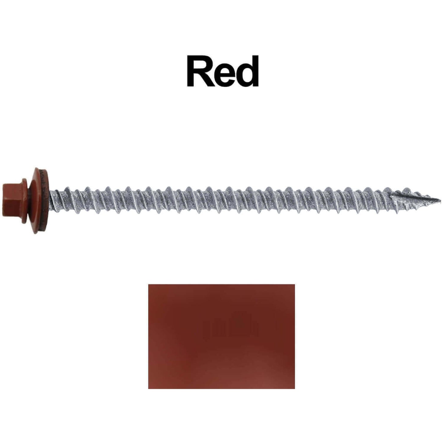 #10 x 3" Metal ROOFING SCREWS - Hex Washer Head - Self starting/self tapping - EPDM washer. Colored head.