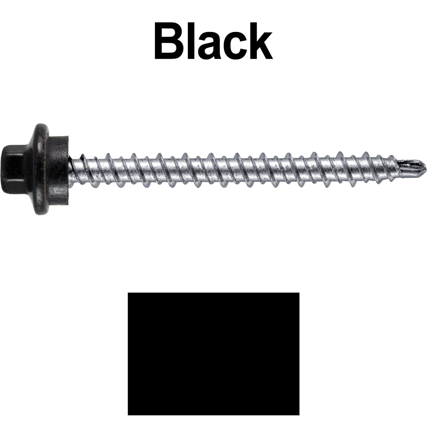 #10 x 2" Stainless Steel Mini Driller Sheet Metal Roofing Screw - Hex Washer Cap - Self starting metal to wood siding screws - EPDM washer. Colored head.