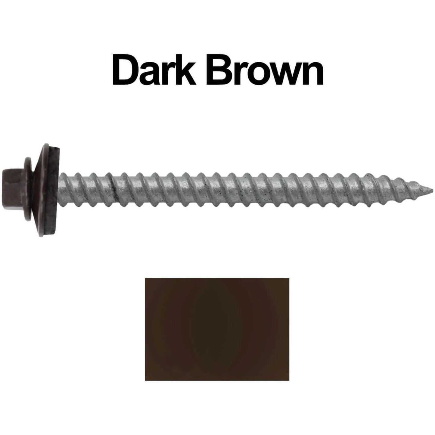 12 x 2-1/2" Metal ROOFING SCREWS - Hex Washer Head - Self starting/self tapping - EPDM washer. Colored head.
