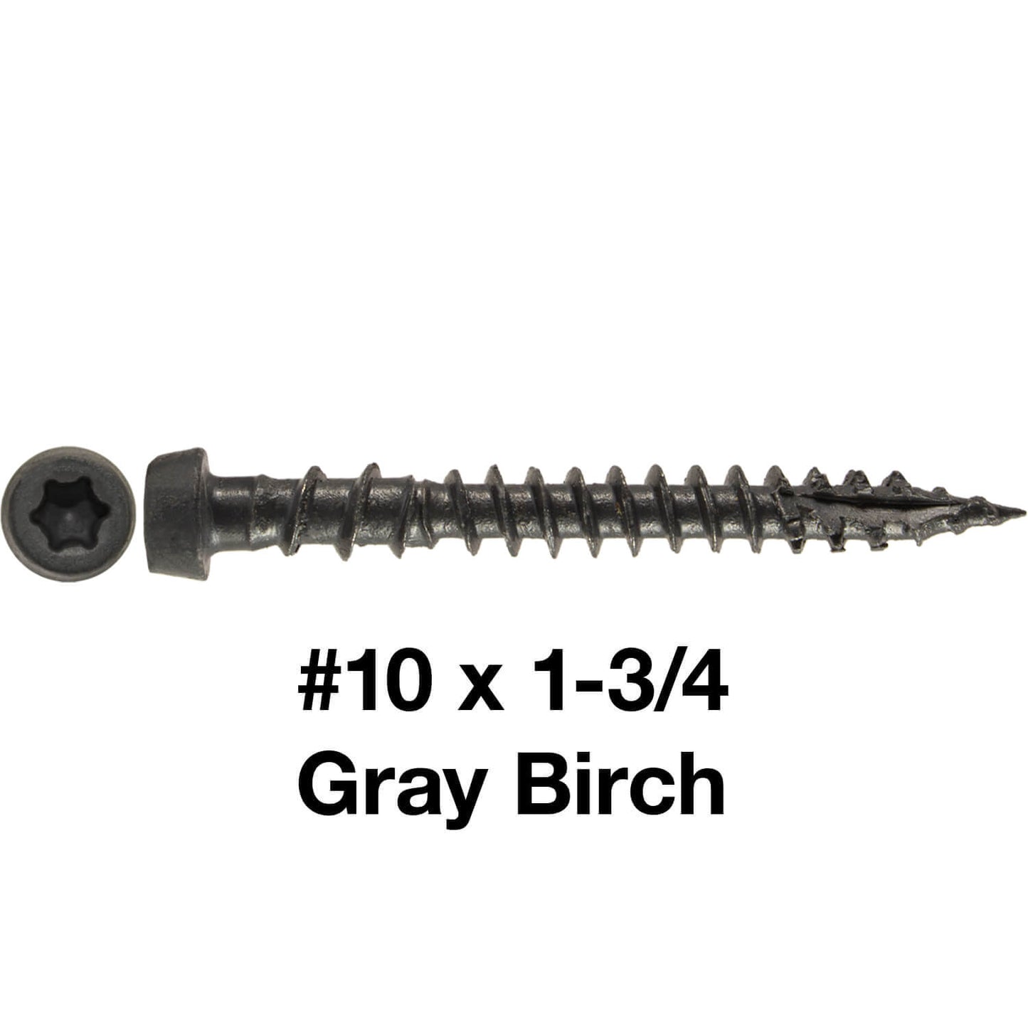 #10 x 1-3/4" Colored Composite Decking Wood Screws with Torx/Star Drive Head (T20 Bit), Exterior Coated, Compatible with Pressure Treated and ACQ Lumber