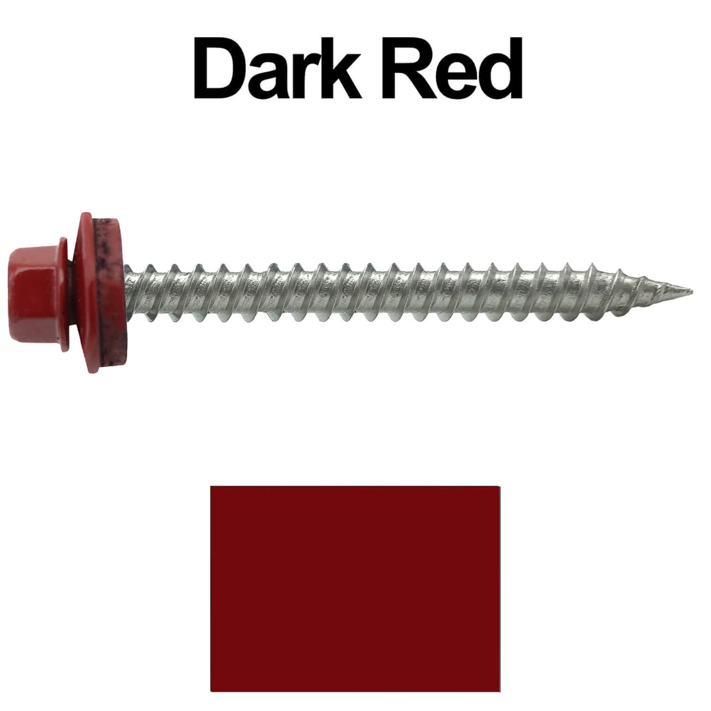 #9 x 2" Stainless Steel Metal Roofing Screws - Hex Washer Head - Self-Piercing (SP) tip metal to wood. EPDM washer. Colored head.