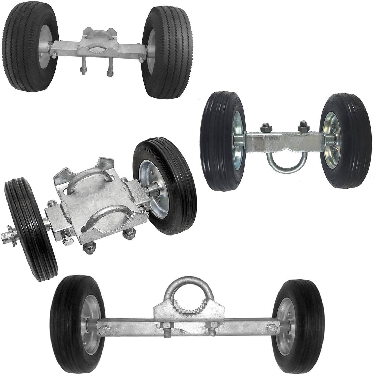 Gate Wheel Carriers for Chain Link Fence Rolling/Sliding Gates. Various Styles and Widths, Hard Rubber Wheels and Pneumatic Rubber Wheels